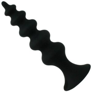Beaded Silicone Anal Dildo With Suction Black product of purefuntoy